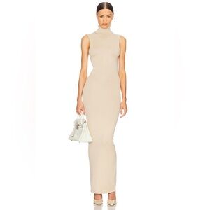 NWT Helsa Maxi Dress Nude Beige Knit Turtleneck Sweater Aadi Sleeveless size S
